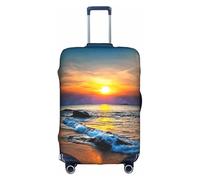 FHIZOAL Last Sun Rays of Over The Sea Waves - Funda elástica antiarañazos, protector de equipaje de viaje, a prueba de polvo, para equipaje de 18 a 32 pulgadas, White, S, Clásico
