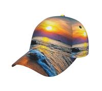 FHIZOAL Last Sun Rays of Over The Sea Waves - Gorra de béisbol clásica para papá, ajustable, transpirable, vintage, para golf, gimnasio, entrenamiento, deportes al aire libre, Negro, Talla única