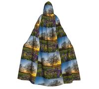 FHIZOAL Lavender Meadow At Sunset Spring - Capa con capucha para adultos, cosplay, carnaval, fiesta, parca, vampiro, misteriosa mascarada