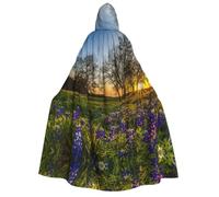 FHIZOAL Lavender Meadow At Sunset Spring - Capa con capucha para adultos, cosplay, carnaval, fiesta, parca, vampiro, misteriosa mascarada