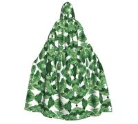 FHIZOAL Linda capa con capucha de hojas de palma verde para adultos, cosplay, carnaval, fiesta, parca, vampiro, misteriosa mascarada