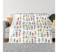 FHIZOAL Manta de franela de microforro polar ultrasuave con diseño de robots de dibujos animados, acogedora, cálida, para sofá, cama, sala de estar, dormitorio, decoración