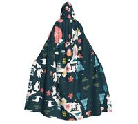 FHIZOAL Mapa de Japón con capa cultural con capucha para adultos, cosplay, carnaval, fiesta, parca, vampiro, misteriosa mascarada