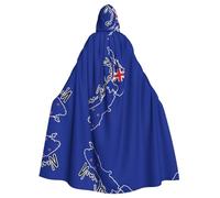 FHIZOAL Mapa de Nueva Zelanda con capucha, capa con capucha, para Halloween, Navidad, bruja, vampiros, parca, disfraz de cosplay