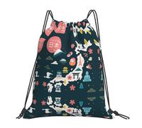FHIZOAL Mochilas de cordón con mapa de Japón con símbolo cultural, para gimnasio, natación, ligeras, resistentes, plegables, deportes, fitness, yoga, viajes, blanco, Talla única