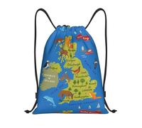 FHIZOAL Mochilas deportivas con cordón y diseño de mapa del Reino Unido, impermeables, ligeras, para yoga, entrenamiento, natación, viajes, Black, S, Casual