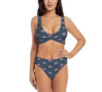 FHIZOAL New Zealand Kiwi Bird Bikini Set para mujer Twist Front Sexy Traje de baño playa piscina crucero fiesta, Negro, L