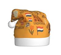 FHIZOAL Sombrero decorativo de Navidad con símbolos de cultura holandesa para adultos, sombrero de felpa suave, ligero, para fiesta de Año Nuevo, vacaciones