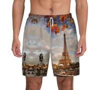 FHIZOAL Traje de baño para hombre de la Torre Eiffel, bañador de verano para playa, con bolsillos, casual, surf, senderismo, hawaiano, blanco, M