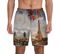 FHIZOAL Traje de baño para hombre de la Torre Eiffel, bañador de verano para playa, con bolsillos, casual, surf, senderismo, hawaiano, Negro, M
