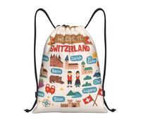 FHIZOAL Welcome To Switzerland - Bolsas de viaje con cordón, impermeables, ligeras, para yoga, entrenamiento, natación, viajes, Black, M, Casual