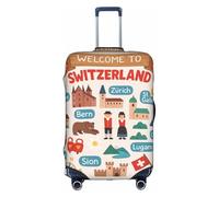 FHIZOAL Welcome to Switzerland - Funda elástica antiarañazos, protector de equipaje de viaje, a prueba de polvo, para equipaje de 18 a 32 pulgadas, White, L, Clásico