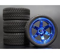 fhjwqronte 4 piezas 1/10 RC Neumáticos de turismo goma blanda Llanta rueda Juego de neumáticos de goma para coche Rc(708-6085)