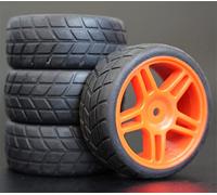 fhjwqronte 4 piezas 1/10 RC Neumáticos de turismo goma blanda Llanta rueda Juego de neumáticos de goma para coche Rc(905R-6083)