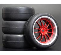 fhjwqronte 4 piezas 1/10 RC Neumáticos de turismo goma blanda Llanta rueda Juego de neumáticos de goma para coche Rc(9048-6018)