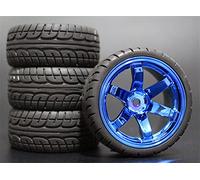 fhjwqronte 4 piezas 1/10 RC Neumáticos de turismo goma blanda Llanta rueda Juego de neumáticos de goma para coche Rc(708-8003)