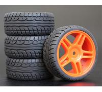 fhjwqronte 4 piezas 1/10 RC Neumáticos de turismo goma blanda Llanta rueda Juego de neumáticos de goma para coche Rc(905R-8003)