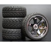 fhjwqronte 4 piezas 1/10 RC Neumáticos de turismo goma blanda Llanta rueda Juego de neumáticos de goma para coche Rc(710-8002)