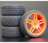 fhjwqronte 4 piezas 1/10 RC Neumáticos de turismo goma blanda Llanta rueda Juego de neumáticos de goma para coche Rc(905R-8002)