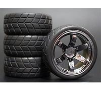 fhjwqronte 4 piezas 1/10 RC Neumáticos de turismo goma blanda Llanta rueda Juego de neumáticos de goma para coche Rc(710-6083)