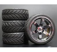 fhjwqronte 4 piezas 1/10 RC Neumáticos de turismo goma blanda Llanta rueda Juego de neumáticos de goma para coche Rc(710-6086)