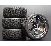 fhjwqronte 4 piezas 1/10 RC Neumáticos de turismo goma blanda Llanta rueda Juego de neumáticos de goma para coche Rc(710-8001)