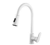 FHKBB Grifo de Cocina con rociador extraíble Grifos de Fregadero de Cocina Telescópico Giratorio de 360 ° Grifo Mezclador de Cocina multifunción de latón-Blanco