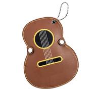 Fhkpsqkcn Organizador de púas de guitarra con estilo bordado, piel sintética, funda de almacenamiento con múltiples ranuras para accesorios musicales, marrón