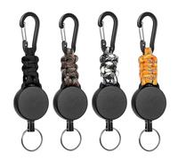 Fhlbestyu 2/4 PCS llaveros Extensibles Retráctil, Cordón Extensible JoJo con cuerda de acero extensible de 60 cm, Llavero Retráctil, Mosquetón para Soporte de Tarjeta ID