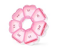 FHORAIN Pastillero redondo en forma de corazón con 7 compartimentos grandes para la semana, ideal para viajes, organizador de vitaminas (rosa transparente)