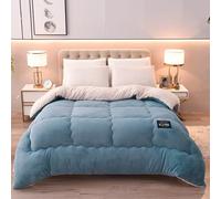 FHQGZT Edredón de Plumón Cama 90, Mezcla de Algodón Egipcio, 100% Plumón y Plumas Nuevas Edredón Nórdico para 4 Estaciones, Edredones Extrasuaves de Calor Medio (Light Blue,180x220cm-3kg)