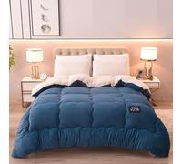 FHQGZT Edredón de Plumón Cama 90, Mezcla de Algodón Egipcio, 100% Plumón y Plumas Nuevas Edredón Nórdico para 4 Estaciones, Edredones Extrasuaves de Calor Medio (Dark Blue,200x230cm-3kg)