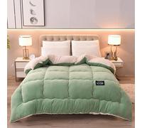 FHQGZT Edredón de Plumón Cama 90, Mezcla de Algodón Egipcio, 100% Plumón y Plumas Nuevas Edredón Nórdico para 4 Estaciones, Edredones Extrasuaves de Calor Medio (Green,150x200cm-3kg)