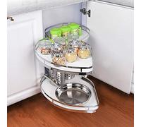 FHRKA Bandeja de Esquina ciega para Cocina, Tirador de platillo Volador en Forma de Esquina, Cesta con Columpio de 2 Niveles, Cada Bandeja se balancea (Left Open)