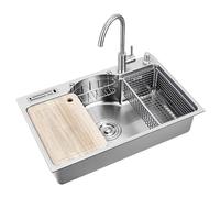 FHRKA Fregadero de Cocina de Acero Inoxidable 304, Fregadero Monomando para Verduras, estación de Trabajo, Fregadero Multifuncional con Soporte para Cuchillos.