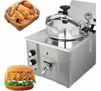 FHRKA Freidora a presión eléctrica de encimera, Acero Inoxidable 304, con Gran depósito de Aceite para restaurantes y Tiendas de Aperitivos.