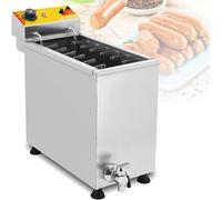 FHRKA Freidora eléctrica Comercial de 3000 W con Capacidad para 12 Salchichas y termostato de precisión, y freidora de Salchichas Tipo Corn Dog con asa.