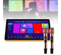 FHRKA Karaoke portátil de 18,5 Pulgadas (Pantalla táctil), Disco Duro de Almacenamiento de 2 a 6 TB, con 2 micrófonos inalámbricos para Cantar, Mecanismo Dual. (Black 4T)