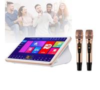 FHRKA Máquina de Karaoke portátil, Pantalla táctil de 18,5 Pulgadas, Capacidad de Almacenamiento: 2-6 TB, Compatible con conexión inalámbrica WiFi y por Cable. (White 6T)