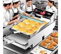 FHRKA Máquina de Pan para Hamburguesas Inteligente - Doble Capa de 12/24 Rebanadas, Ajuste de 50-300°C, Temporizador de 0-3 Minutos, 24 Hamburguesas (24Burger)