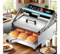 FHRKA Máquina para Calentar Pan de Hamburguesa de Doble Capa, Temporizador de 0-3 min y Configuración de 50-300°C, para Cadenas de Comida Rápida 12Hamburguesas (12Burger)