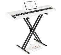 FHRKA Piano Digital de 88 Teclas, Teclado Eléctrico de Tamaño Completo Semi-Pesado con Soporte Ajustable, Pedales Dobles, Duales Altavoces (White)