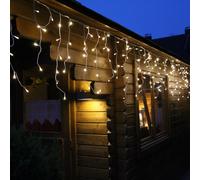 FHS Led-Eisregen Lichterkette 12M 480LED Blanco Cálido IP44 6/18 Horas Timer