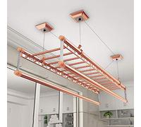 FHSLKXIM Tendedero de aleación de aluminio para secadora de techo, tendedero de 4 barras para el hogar, balcón, polea, secadora, 150 cm de longitud (oro rosa), oro rosa