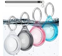 Fhtase - Soporte impermeable para Airtag, paquete de 4 llaveros Airtag de Apple, funda para collar de perro, equipaje, llavero de rastreador, cobertura completa de 360 grados, cubierta protectora