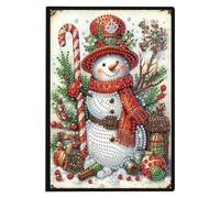 FHTech Store - Cuaderno de dibujo con forma especial de Navidad 5D con diamantes de imitación, sin líneas, kit de manualidades a mano, 50 páginas, bloc de notas de cristal, cuaderno de bocetos para