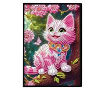 FHTech Store - Cuaderno de pintura de diamantes 5D con forma especial de animales, 50 páginas, sin líneas, cuaderno de pintura de diamantes, libro de diamantes de imitación, kit de manualidades a mano