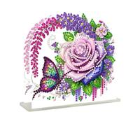FHTech Store - Servilletero acrílico con diseño de flores y mariposas y diamantes, decoración de mesa, soporte para servilletas, adorno para lista de verificación y tarjeta de felicitación
