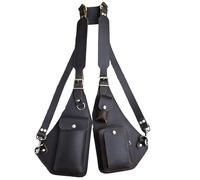 FHUILIJH Bolso Vintage de Piel de Vaca de Capa Superior - Bolso de axila con Correa Vintage - Bolso Oculto para Las Axilas - para Viajes de Senderismo,Gris,60cm