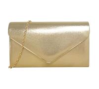 fi9 Bolso de mano de ante liso para mujer, para novia, graduación, boda, noche, fiesta, bolso de mano, Gold, Height: 14cm , Width: 23.6cm , Depth: 5.3cm
